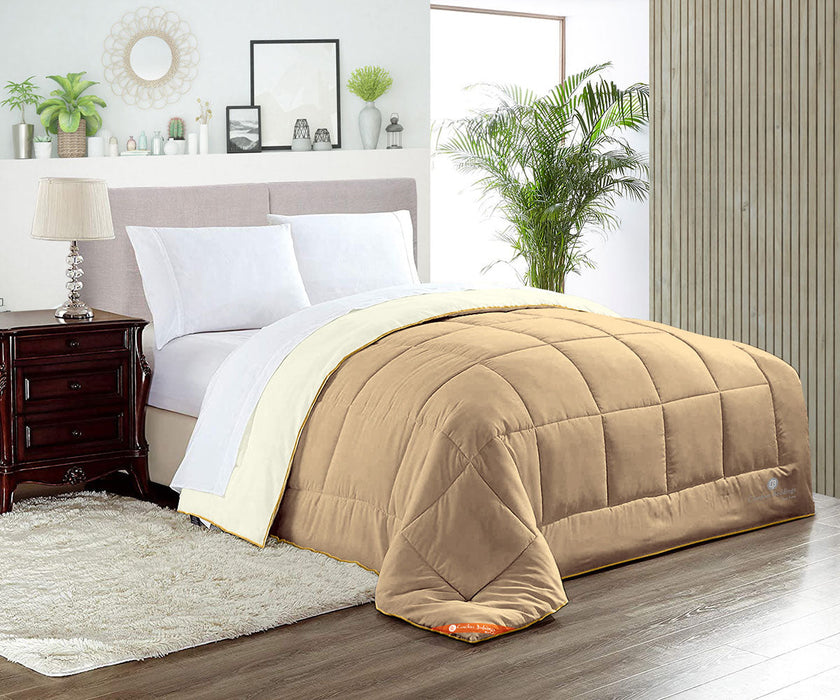 Ivory and taupe reversible comforter
