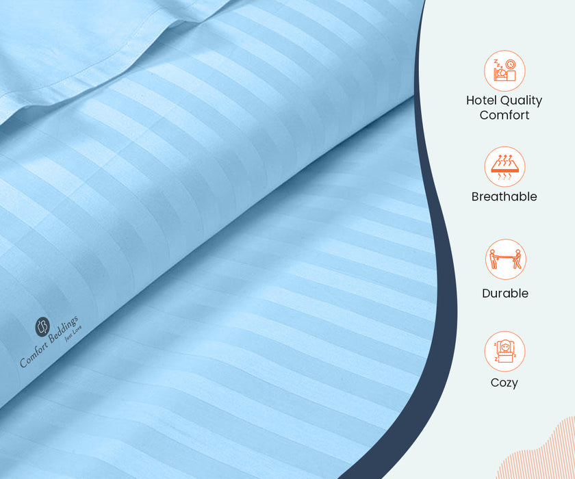 Light Blue Stripe Fitted Bed Sheet