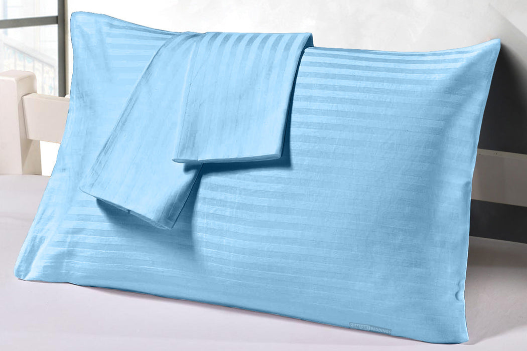 Light blue striped pillow covers