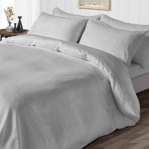 Light Grey Striped Duvet Cover - Comfort Beddings