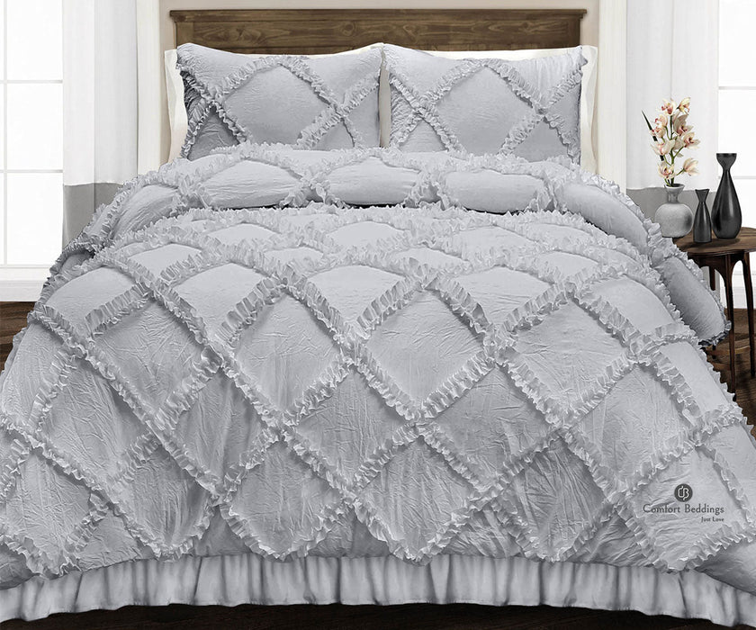 Light Gray Diamond Ruffled Comforter