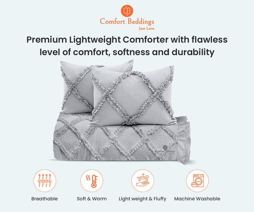 Light Gray Diamond Ruffled Comforter