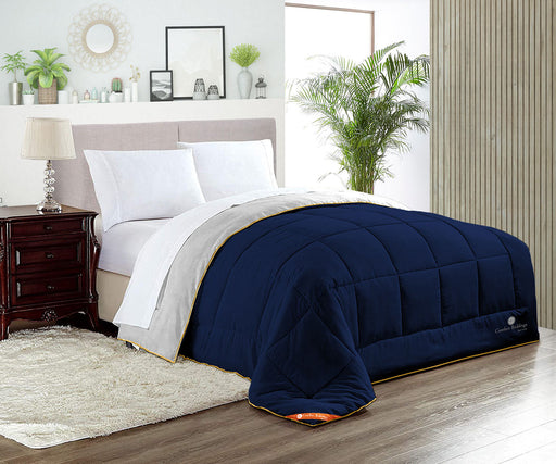 Light grey and navy blue reversible comforter - Comfort Beddings