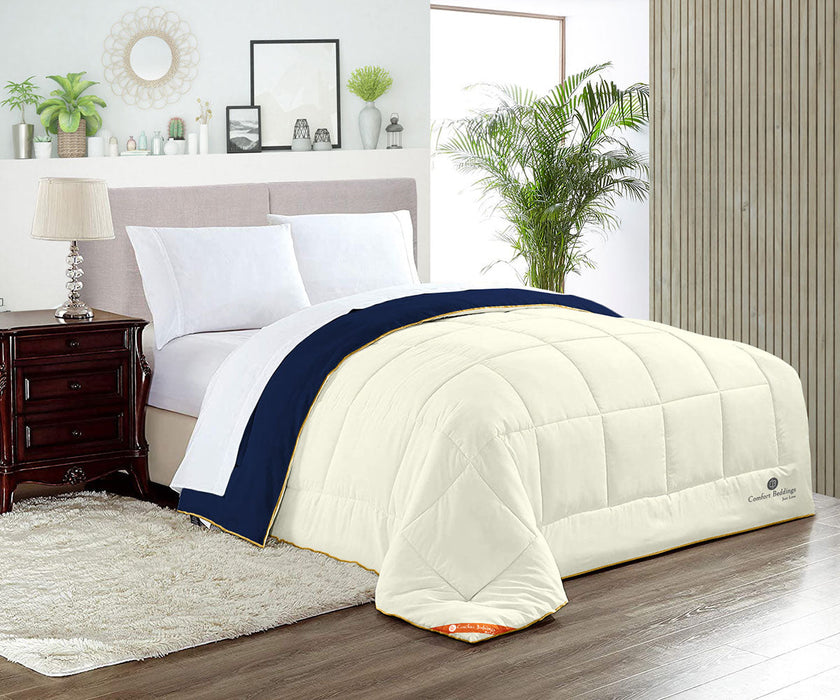 Navy blue and ivory reversible comforter - Comfort Beddings