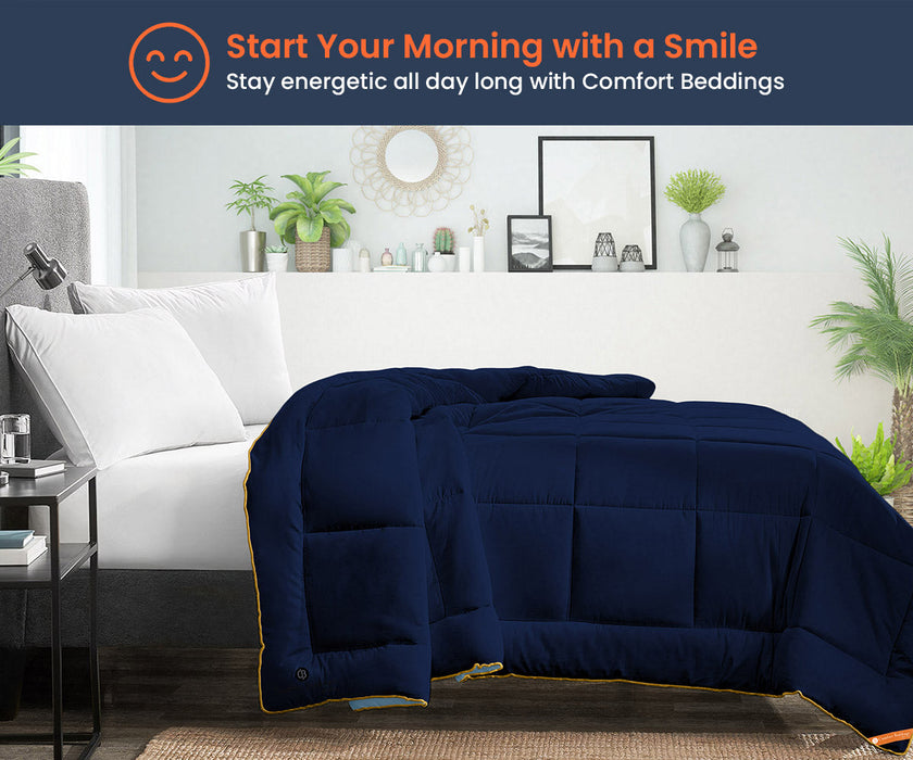 Navy blue and light blue reversible comforter - Comfort Beddings