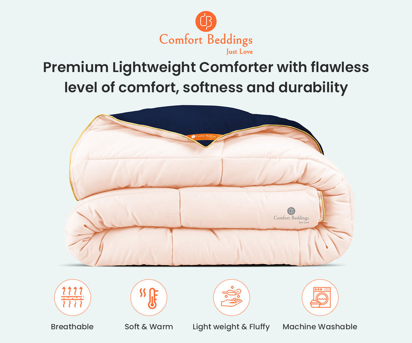 Navy blue and peach reversible comforter - Comfort Beddings