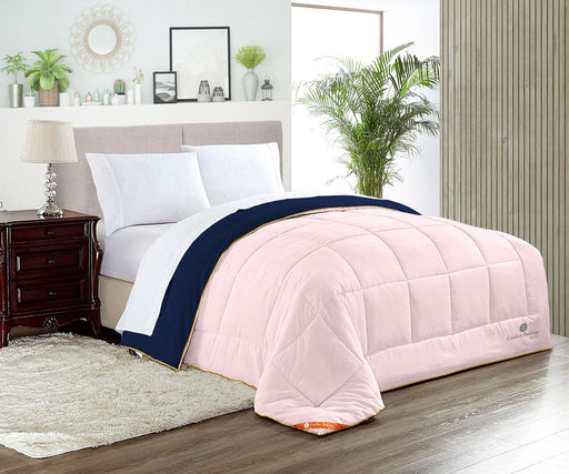 Navy blue and pink reversible comforter - Comfort Beddings