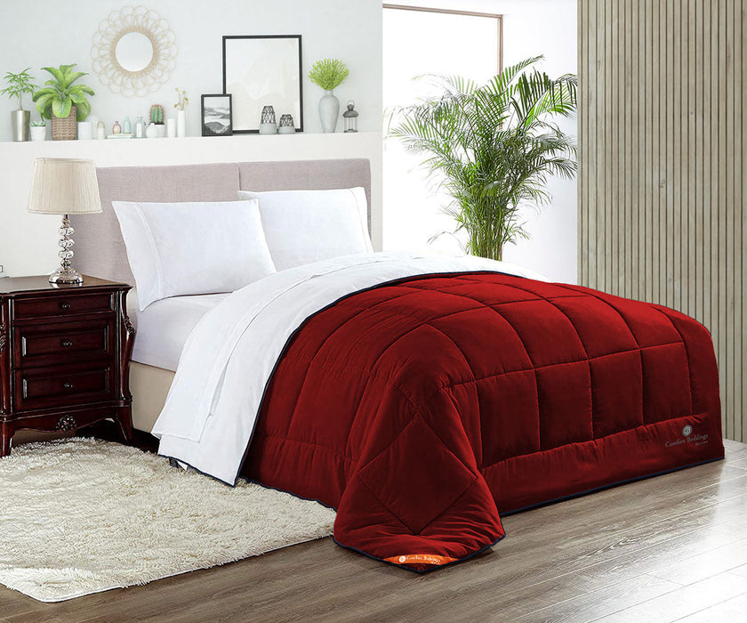 White and burgundy reversible comforter - Comfort Beddings
