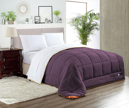 White and plum reversible comforter - Comfort Beddings