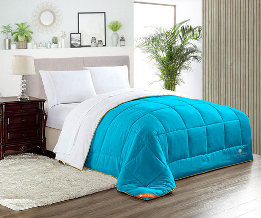 White and turquoise reversible comforter - Comfort Beddings
