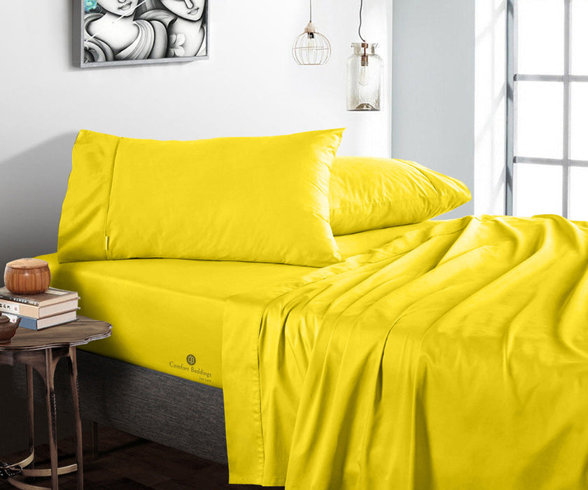 yellow flat bed sheets